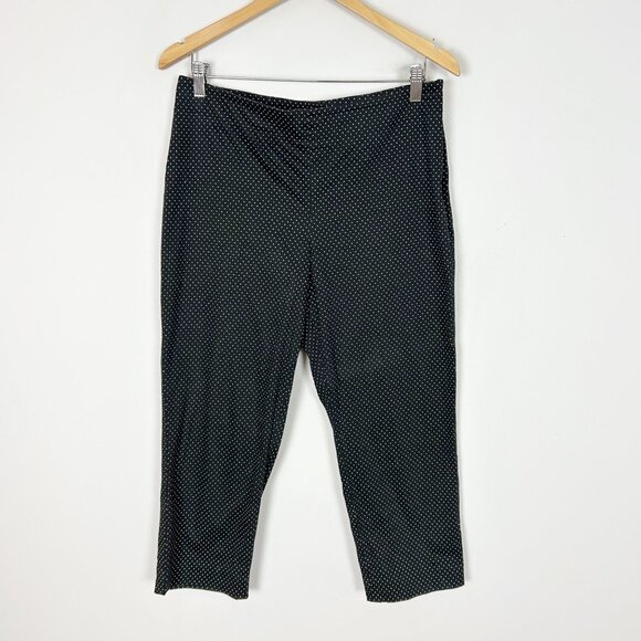 TALBOTS Black Polka Dot CROPPED CURVY Pants Size 10 Petite Women's - Picture 1 of 4